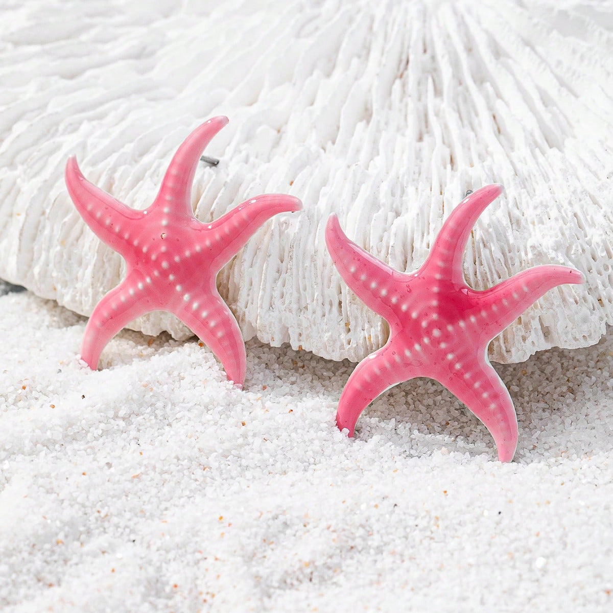 Wholesale Pink starfish conch shell women' s earrings
